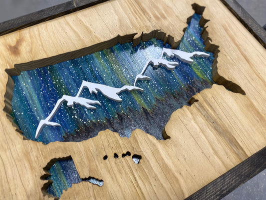 Any Country/Province/Parks/ Places / Personalized Wooden Wall Art, Starry Night Painting, Personalized Gift, Anniversary gift $99.95+