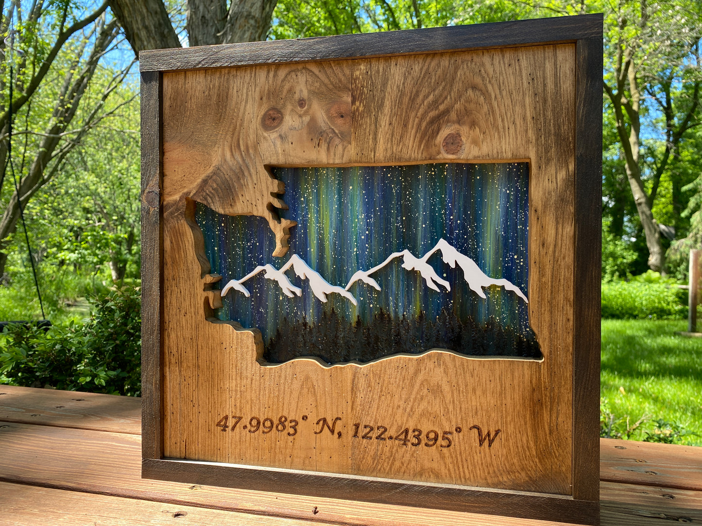 ANY STATE, Personalized State Wooden Wall Art, Starry Night Painting, State Map Sign, Wood State Sign (16x16, 18x14, 20x12 inches), Personalized Gift Idea $99.95+