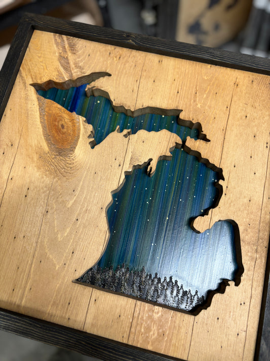 ANY STATE, Personalized State Wooden Wall Art, Starry Night Painting, State Map Sign, Wood State Sign (16x16, 18x14, 20x12 inches), Personalized Gift Idea $99.95+