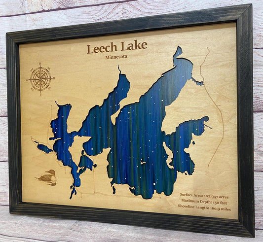 Any Lake Personalized Wood Art, custom lake with laser engraved surrounding street map, Starry Night Painting, 3D Custom Lake Map, Gift Idea $69.95+