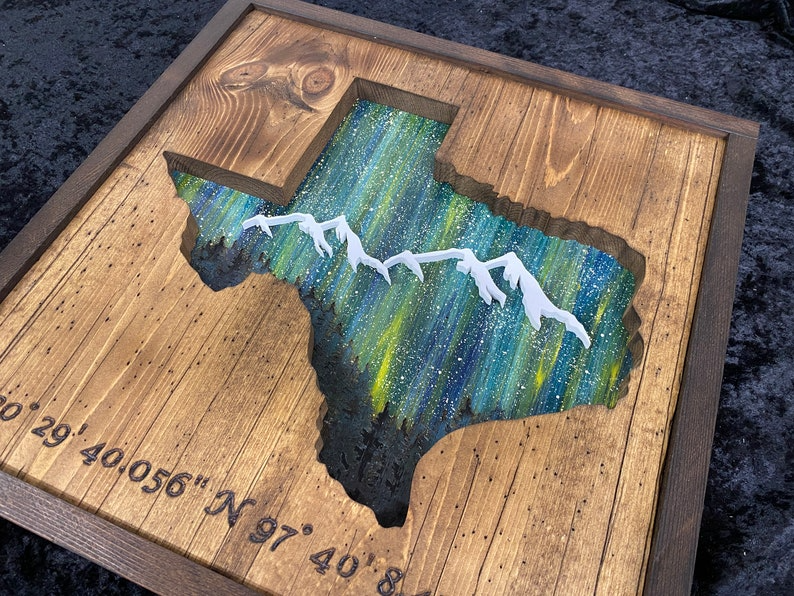 ANY STATE, Personalized State Wooden Wall Art, Starry Night Painting, State Map Sign, Wood State Sign (16x16, 18x14, 20x12 inches), Personalized Gift Idea $99.95+