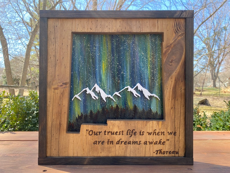 ANY STATE, Personalized State Wooden Wall Art, Starry Night Painting, State Map Sign, Wood State Sign (16x16, 18x14, 20x12 inches), Personalized Gift Idea $99.95+