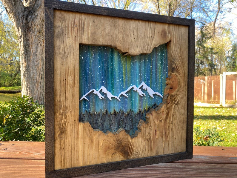 ANY STATE, Personalized State Wooden Wall Art, Starry Night Painting, State Map Sign, Wood State Sign (16x16, 18x14, 20x12 inches), Personalized Gift Idea $99.95+