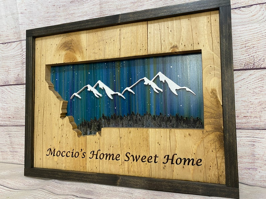 ANY STATE, Personalized State Wooden Wall Art, Starry Night Painting, State Map Sign, Wood State Sign (16x16, 18x14, 20x12 inches), Personalized Gift Idea $99.95+