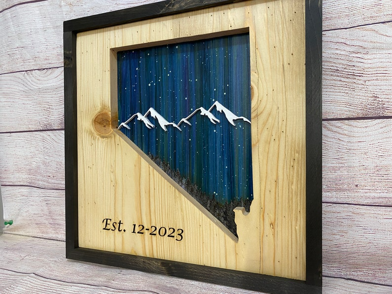 ANY STATE, Personalized State Wooden Wall Art, Starry Night Painting, State Map Sign, Wood State Sign (16x16, 18x14, 20x12 inches), Personalized Gift Idea $99.95+