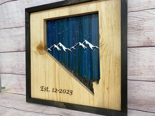ANY STATE, Personalized State Wooden Wall Art, Starry Night Painting, State Map Sign, Wood State Sign (16x16, 18x14, 20x12 inches), Personalized Gift Idea $99.95+