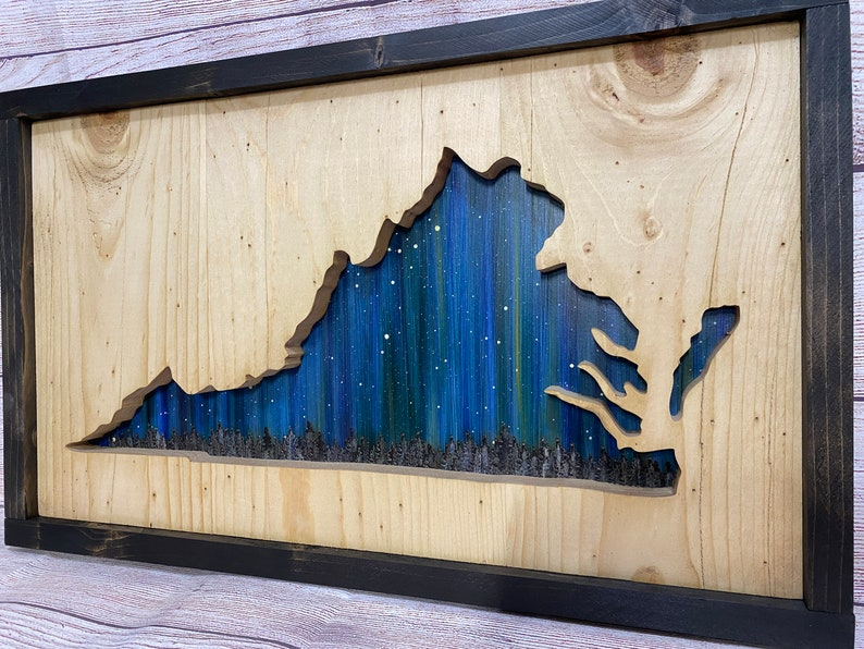 ANY STATE, Personalized State Wooden Wall Art, Starry Night Painting, State Map Sign, Wood State Sign (16x16, 18x14, 20x12 inches), Personalized Gift Idea $99.95+
