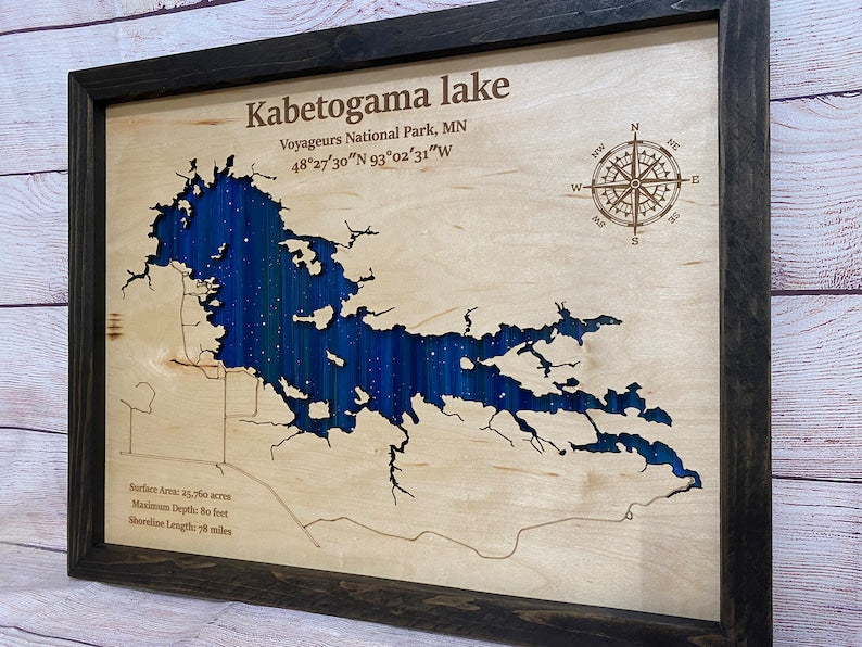 Any Lake Personalized Wood Art, custom lake with laser engraved surrounding street map, Starry Night Painting, 3D Custom Lake Map, Gift Idea $69.95+