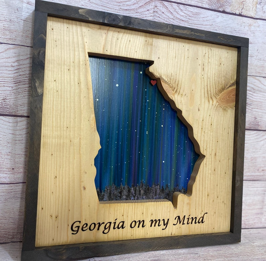 ANY STATE, Personalized State Wooden Wall Art, Starry Night Painting, State Map Sign, Wood State Sign (16x16, 18x14, 20x12 inches), Personalized Gift Idea $99.95+