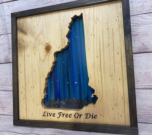 ANY STATE, Personalized State Wooden Wall Art, Starry Night Painting, State Map Sign, Wood State Sign (16x16, 18x14, 20x12 inches), Personalized Gift Idea $99.95+