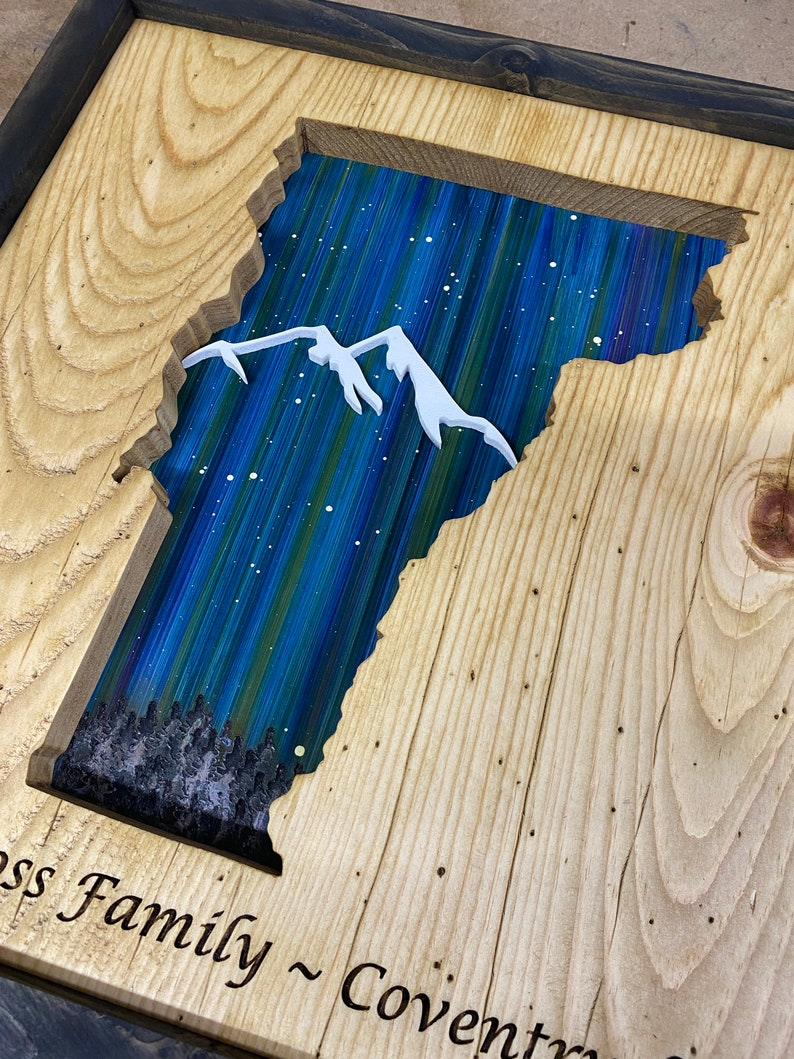 ANY STATE, Personalized State Wooden Wall Art, Starry Night Painting, State Map Sign, Wood State Sign (16x16, 18x14, 20x12 inches), Personalized Gift Idea $99.95+