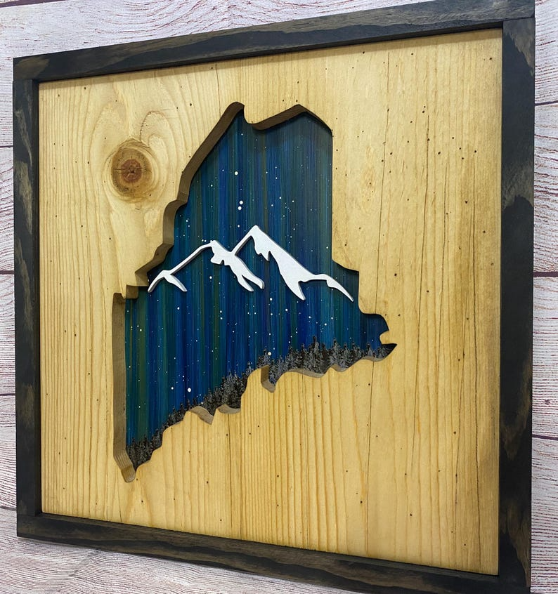 ANY STATE, Personalized State Wooden Wall Art, Starry Night Painting, State Map Sign, Wood State Sign (16x16, 18x14, 20x12 inches), Personalized Gift Idea $99.95+