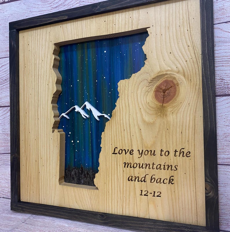 ANY STATE, Personalized State Wooden Wall Art, Starry Night Painting, State Map Sign, Wood State Sign (16x16, 18x14, 20x12 inches), Personalized Gift Idea $99.95+