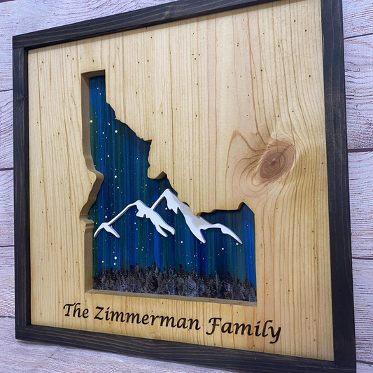 ANY STATE, Personalized State Wooden Wall Art, Starry Night Painting, State Map Sign, Wood State Sign (16x16, 18x14, 20x12 inches), Personalized Gift Idea $99.95+