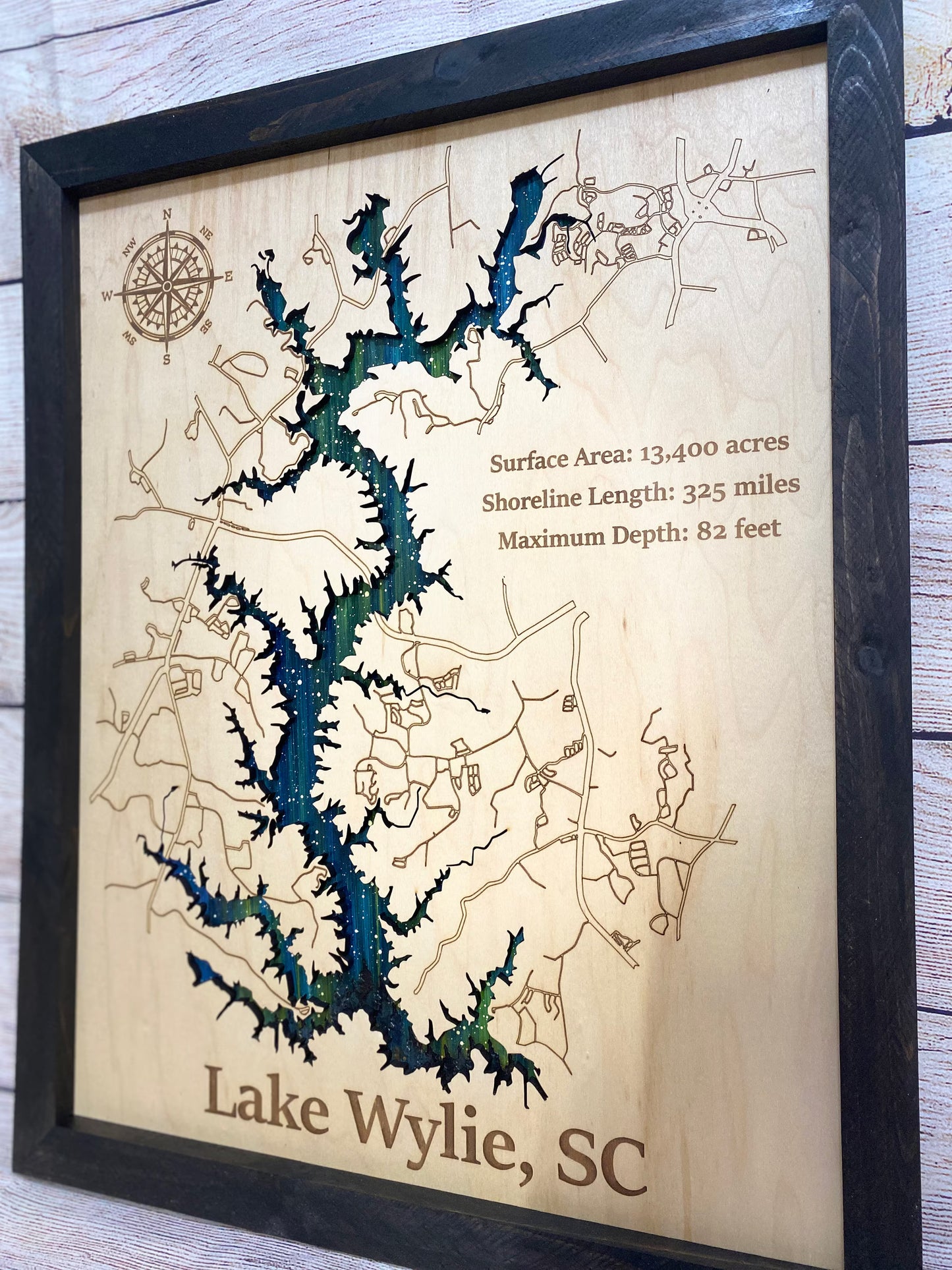 Any Lake Personalized Wood Art, custom lake with laser engraved surrounding street map, Starry Night Painting, 3D Custom Lake Map, Gift Idea $69.95+