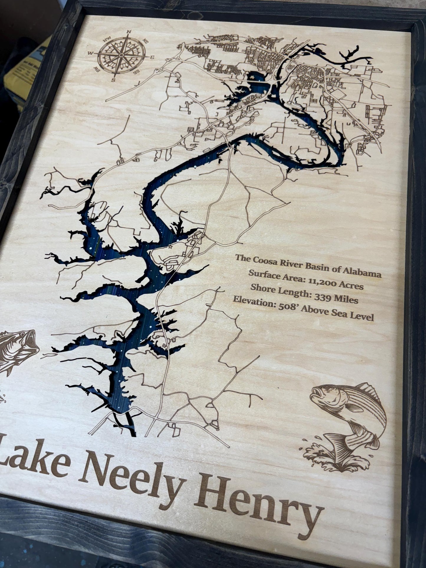 Any Lake Personalized Wood Art, custom lake with laser engraved surrounding street map, Starry Night Painting, 3D Custom Lake Map, Gift Idea $69.95+