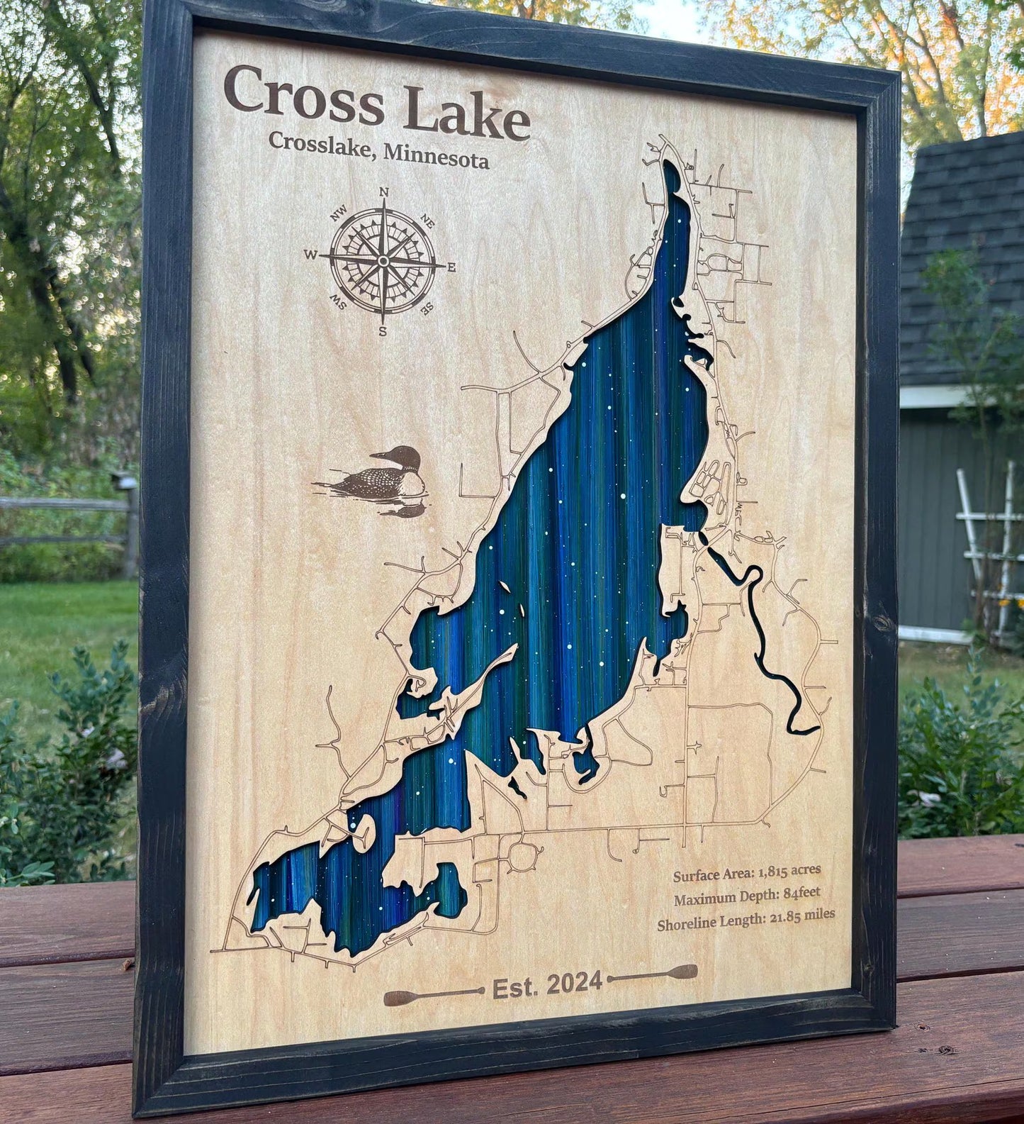 Any Lake Personalized Wood Art, custom lake with laser engraved surrounding street map, Starry Night Painting, 3D Custom Lake Map, Gift Idea $69.95+