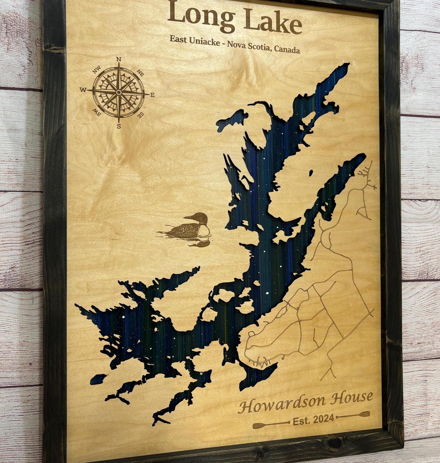 Any Lake Personalized Wood Art, custom lake with laser engraved surrounding street map, Starry Night Painting, 3D Custom Lake Map, Gift Idea $69.95+