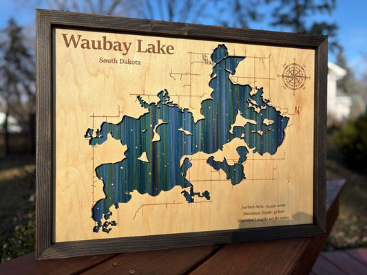 Any Lake Personalized Wood Art, custom lake with laser engraved surrounding street map, Starry Night Painting, 3D Custom Lake Map, Gift Idea $69.95+