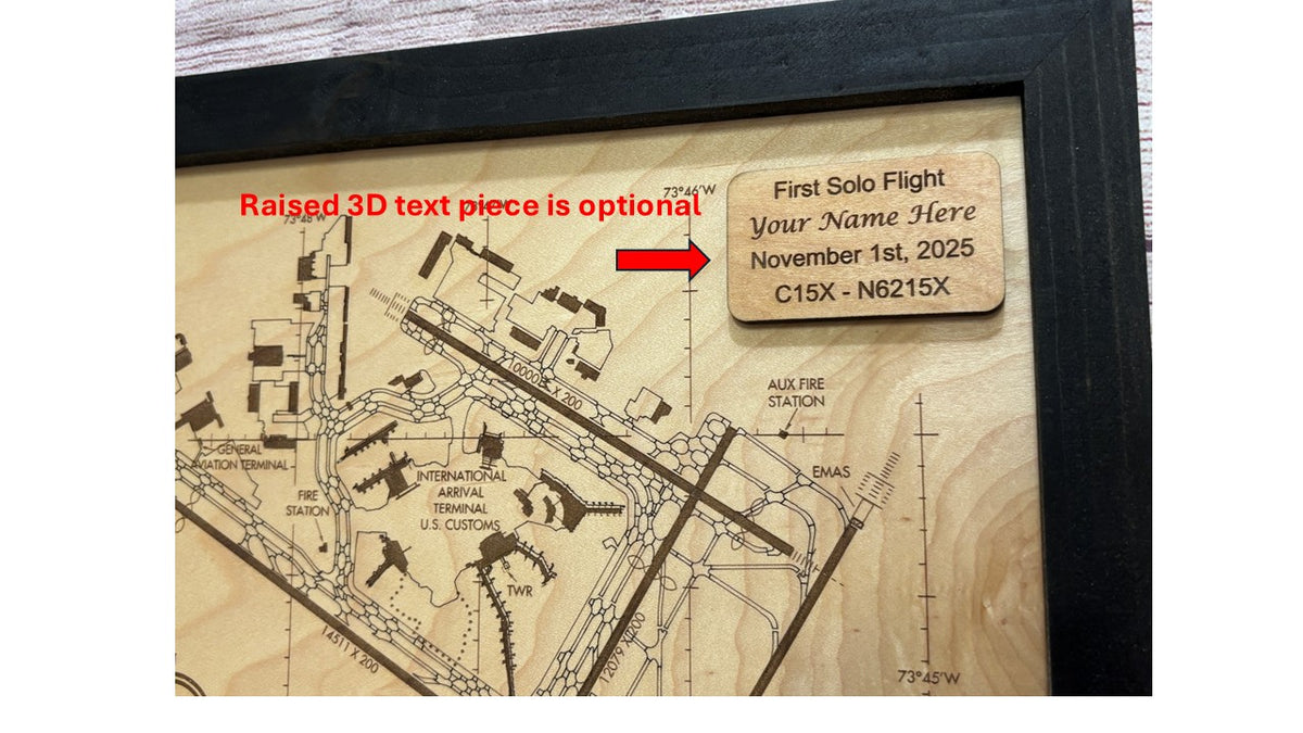 Custom Airport Map | Laser Engraved Wood Aviation Wall Art