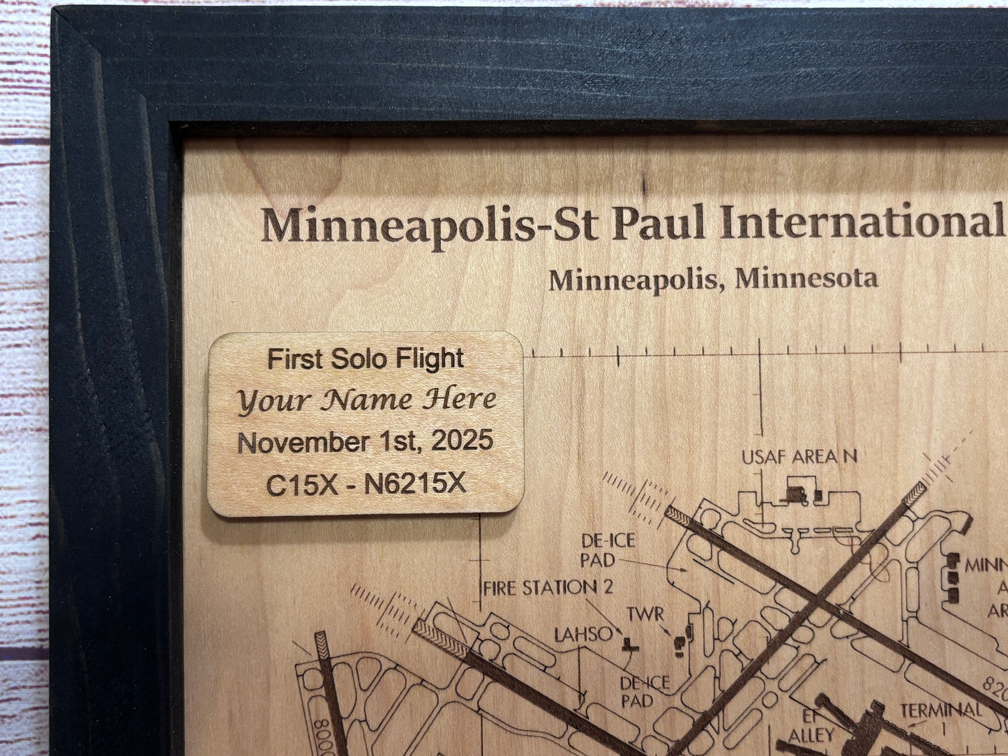 Custom Airport Map | Laser Engraved Wood Aviation Wall Art