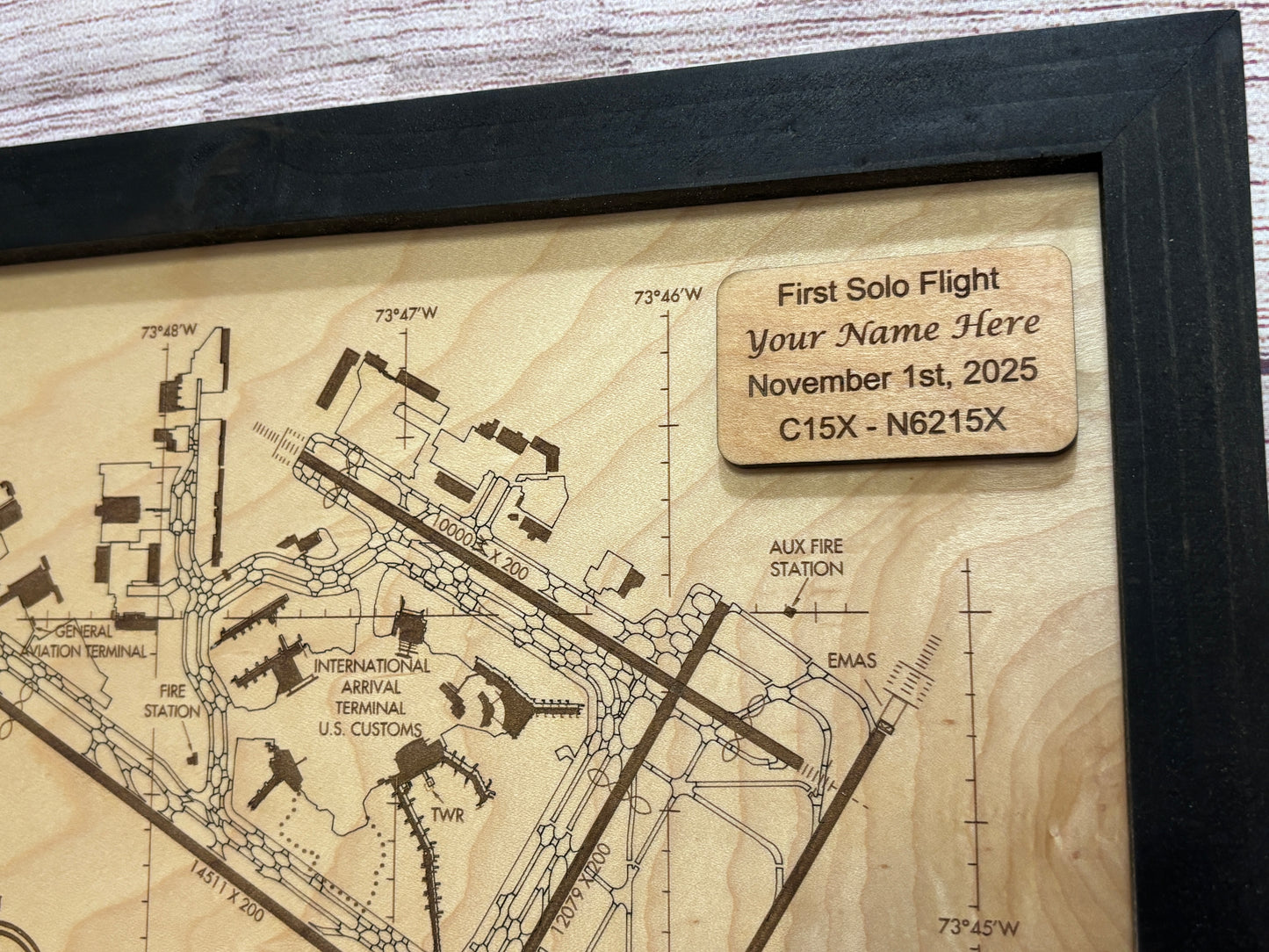 Custom Airport Map | Laser Engraved Wood Aviation Wall Art
