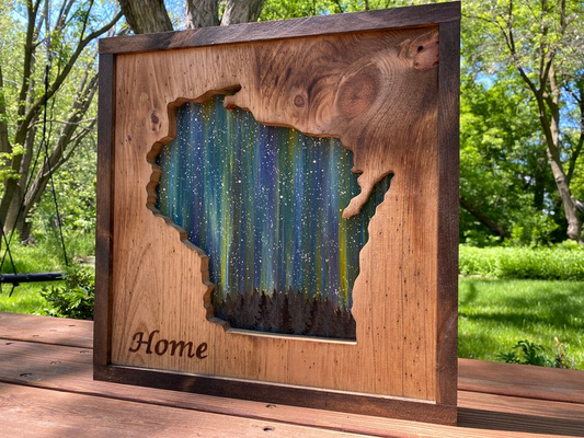 ANY STATE, Personalized State Wooden Wall Art, Starry Night Painting, State Map Sign, Wood State Sign (16x16, 18x14, 20x12 inches), Personalized Gift Idea $109.95+