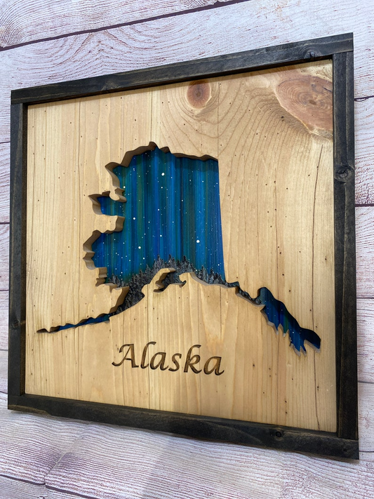 ANY STATE, Personalized State Wooden Wall Art, Starry Night Painting, State Map Sign, Wood State Sign (16x16, 18x14, 20x12 inches), Personalized Gift Idea $109.95+