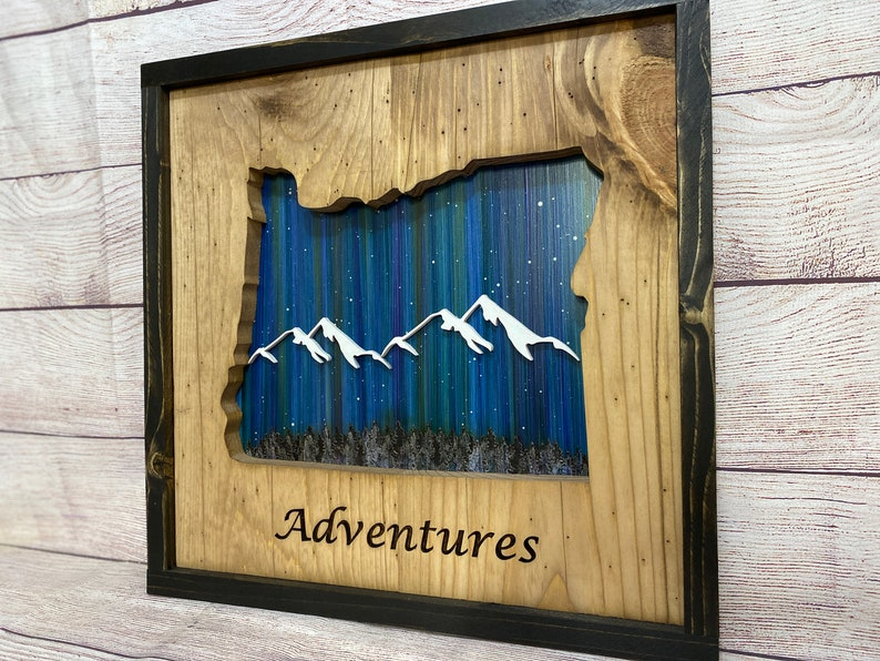 ANY STATE, Personalized State Wooden Wall Art, Starry Night Painting, State Map Sign, Wood State Sign (16x16, 18x14, 20x12 inches), Personalized Gift Idea