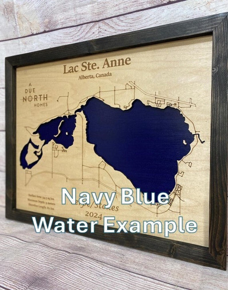 Any Lake Personalized Wood Art, custom lake with laser engraved surrounding street map, Starry Night Painting, 3D Custom Lake Map, Gift Idea $59.95+