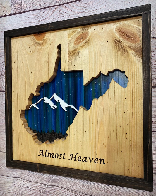 ANY STATE, Personalized State Wooden Wall Art, Starry Night Painting, State Map Sign, Wood State Sign (16x16, 18x14, 20x12 inches), Personalized Gift Idea