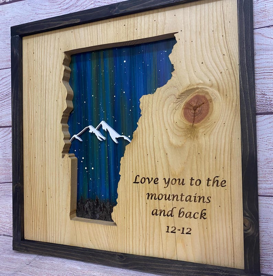 ANY STATE, Personalized State Wooden Wall Art, Starry Night Painting, State Map Sign, Wood State Sign (16x16, 18x14, 20x12 inches), Personalized Gift Idea $109.95+