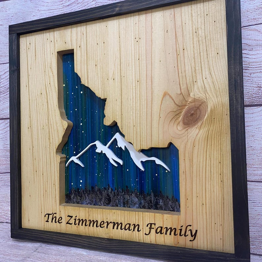 ANY STATE, Personalized State Wooden Wall Art, Starry Night Painting, State Map Sign, Wood State Sign (16x16, 18x14, 20x12 inches), Personalized Gift Idea $109.95+