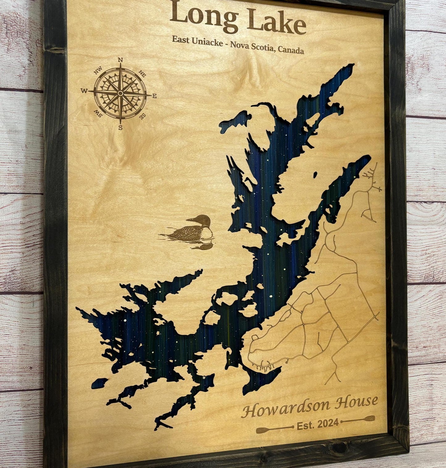 Any Lake Personalized Wood Art, custom lake with laser engraved surrounding street map, Starry Night Painting, 3D Custom Lake Map, Gift Idea $59.95+