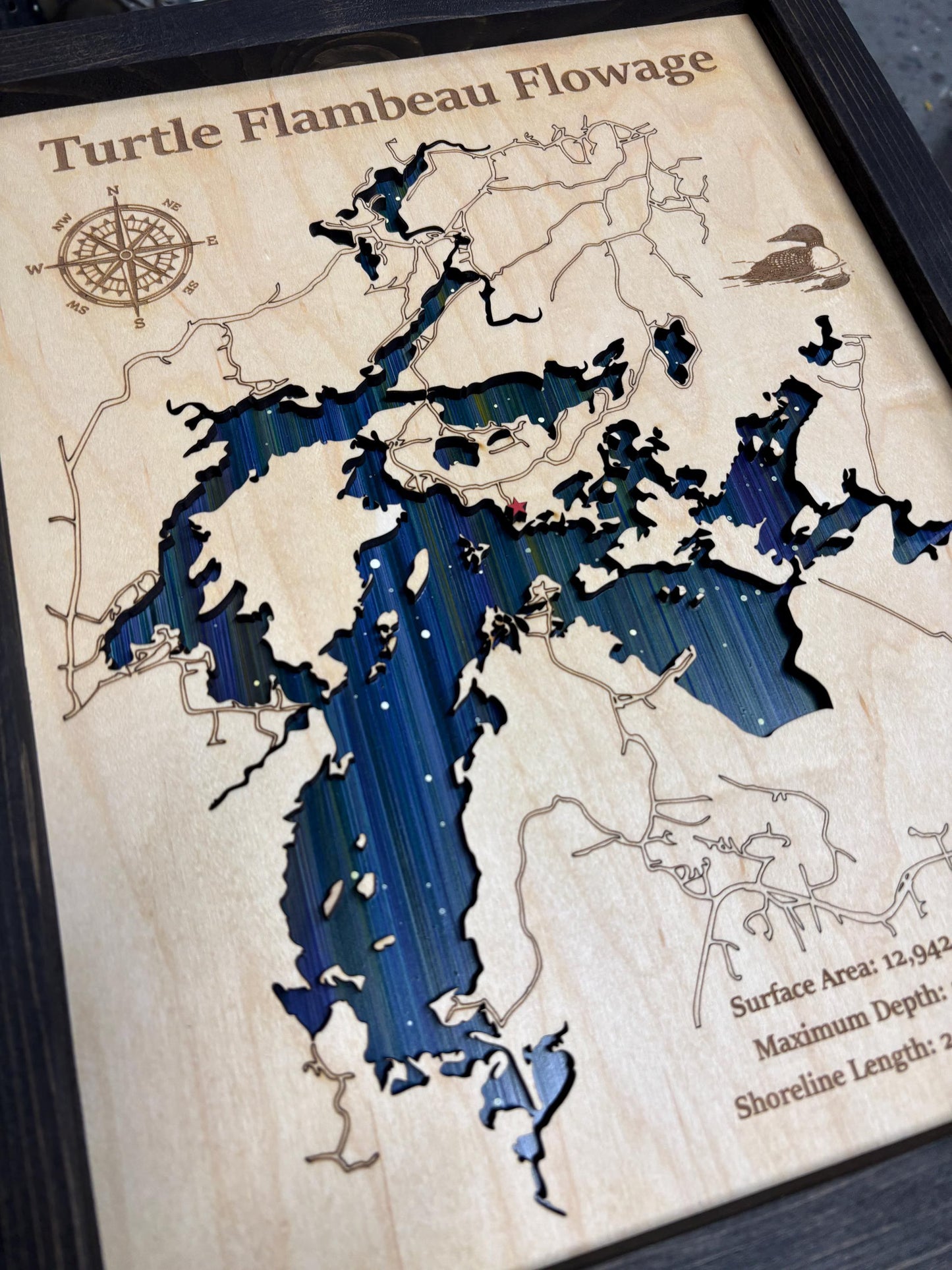 Any Lake Personalized Wood Art, custom lake with laser engraved surrounding street map, Starry Night Painting, 3D Custom Lake Map, Gift Idea $59.95+